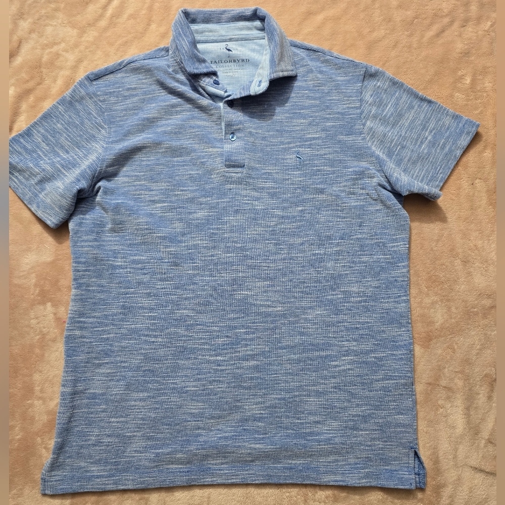 Tailorbyrd Men's Light Heathered Blue Polo Size Small
